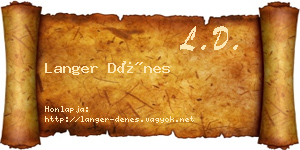 Langer Dénes névjegykártya